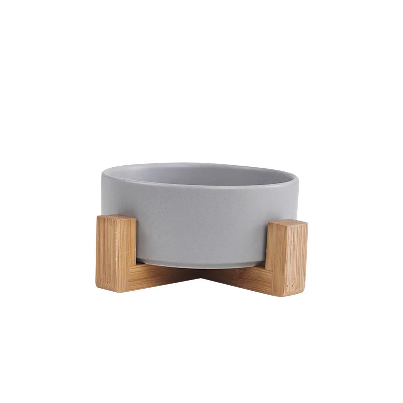 Dog Bowl Cat Bowl Ceramic Bowl Water Bowl Wooden Frame Protection Cervical Spine Tall Dog Drinking Bowl Pet Bowl Pet Supplies