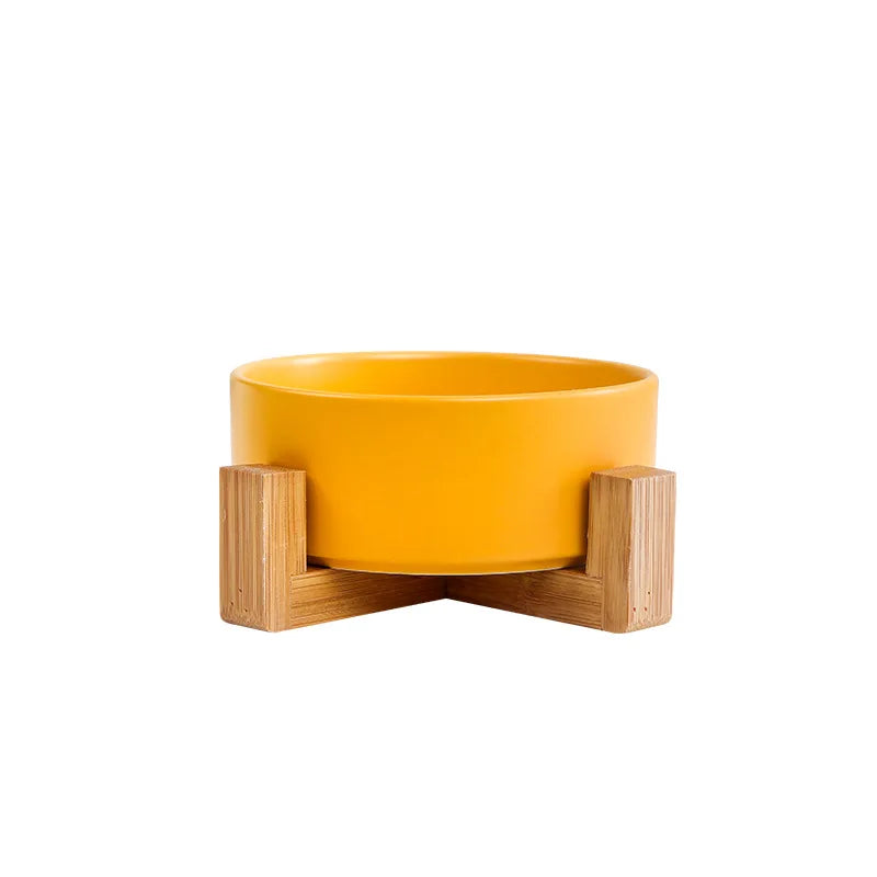 Dog Bowl Cat Bowl Ceramic Bowl Water Bowl Wooden Frame Protection Cervical Spine Tall Dog Drinking Bowl Pet Bowl Pet Supplies